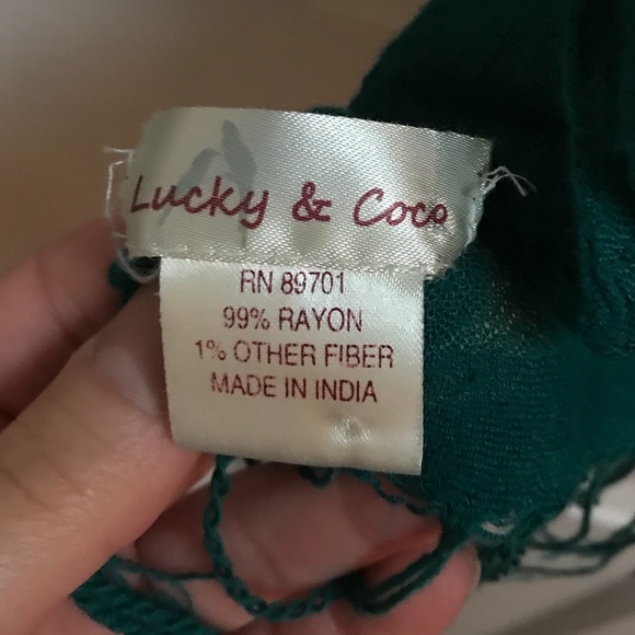 [Lucky & Coco] Teal Fringe Wrap Scarf - Picture 3 of 3